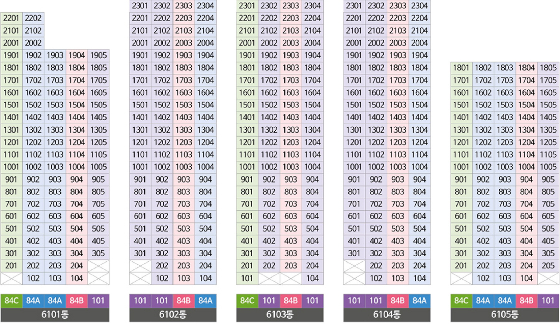 평택 고덕 수자인풍경채 동·호수배치도